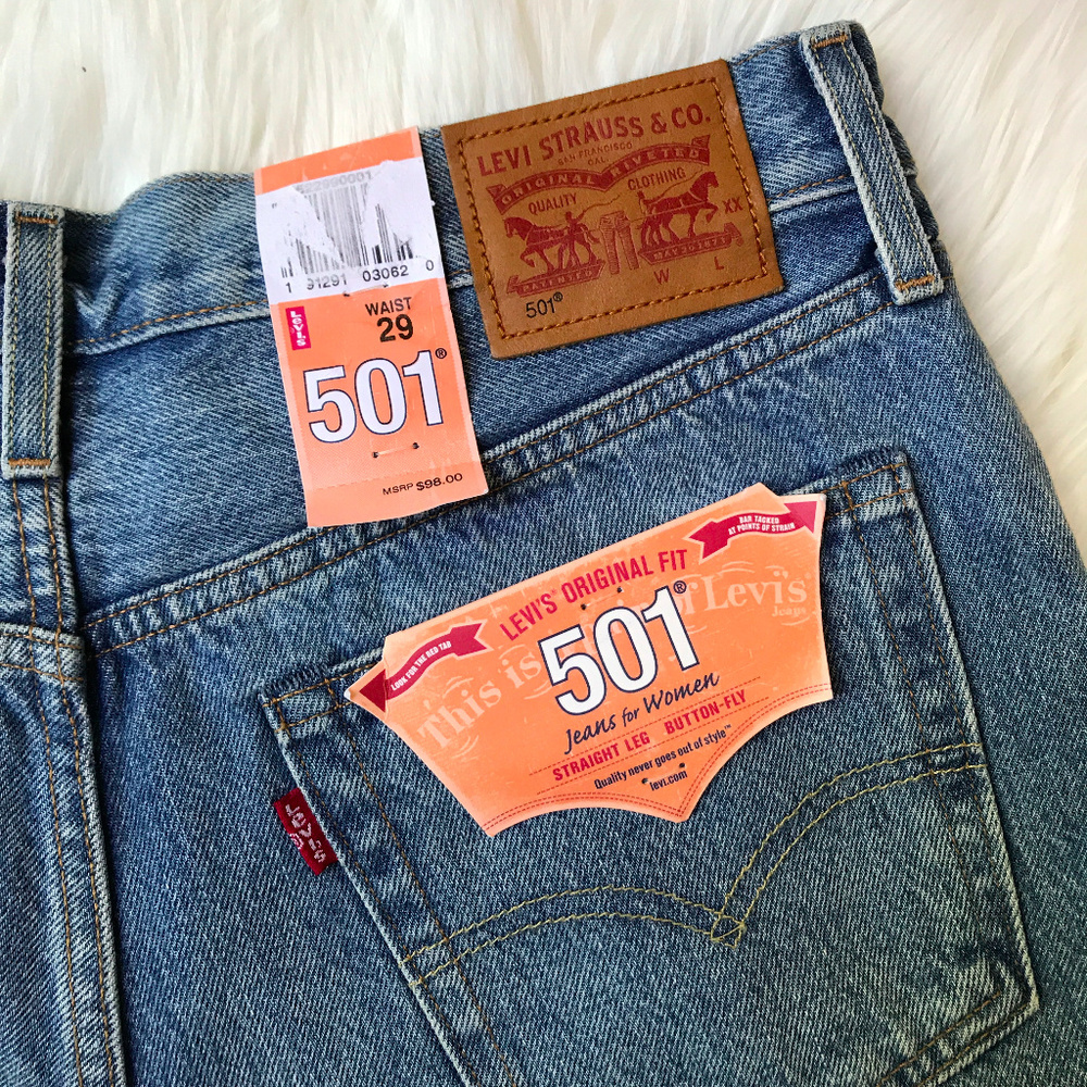 Levi's 501 Distressed Cutoff Denim Shorts - Picture 6 of 8